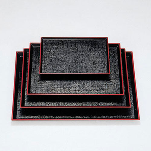 羽反布目盆 黒天朱