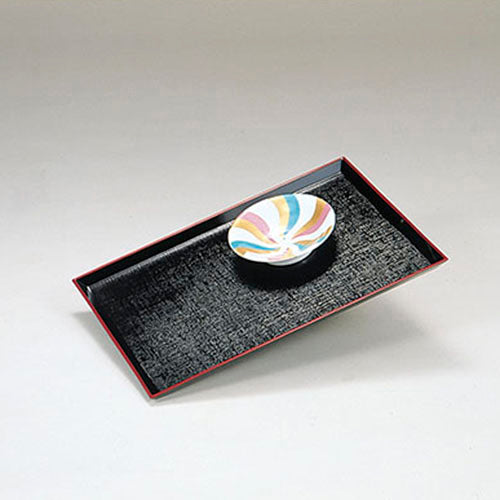 羽反布目盆 黒天朱 ノンスリップ盆