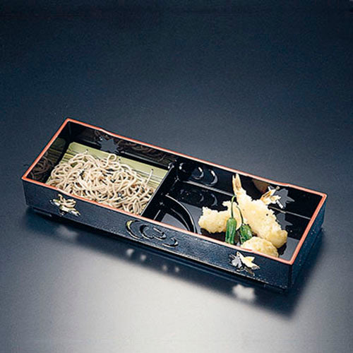 300-36221 花吹弁当 2つ仕切 黒天朱