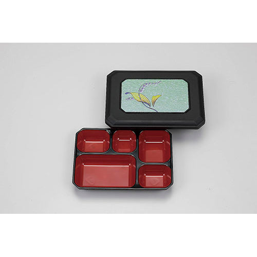 115-10017 弁当容器 二色副食 <身>黒内朱<蓋>黒スズラン