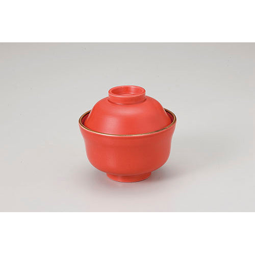 707-10345 赤釉蓋物(中白)