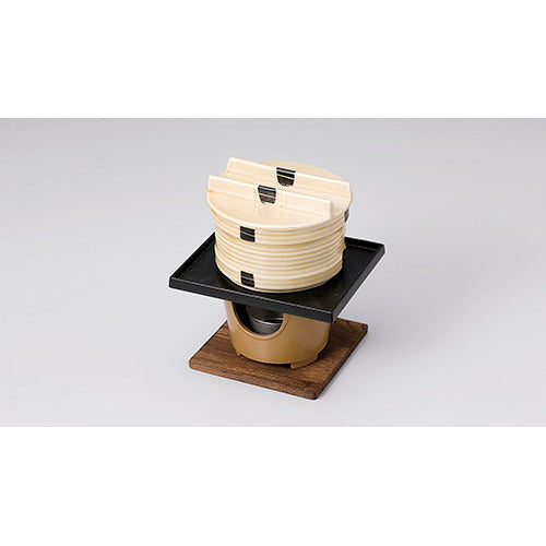 610-20002 ハケ目丸セイロ 焼杉台(丸竹ス付)