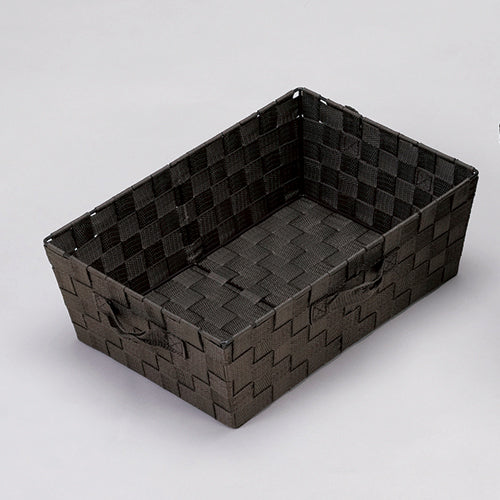 189-10172-01 カラー編みバスケット ブラウン 浅型<5個入>