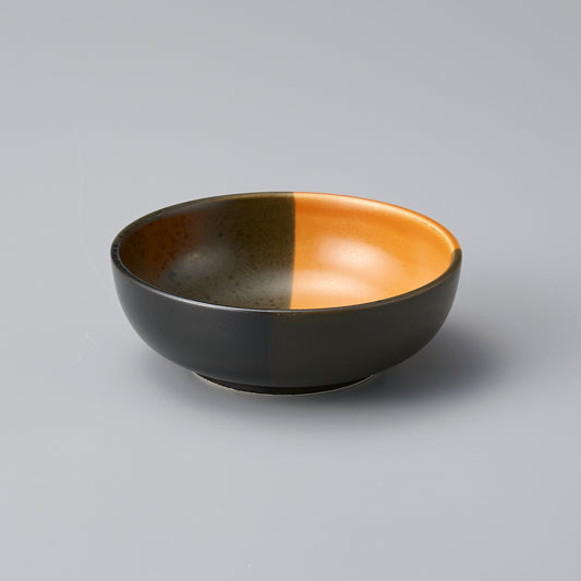 005-13　元禄塗分4.5寸鉢　茶