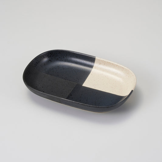K005-154　元禄塗分多用皿　中　白