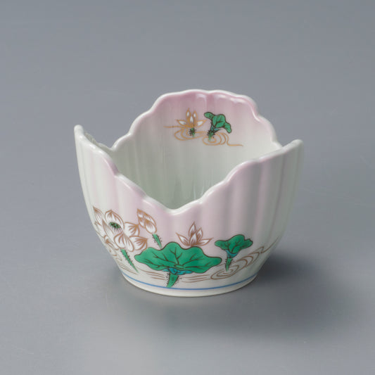 077-70　マロンぼかし後光蓮華菊割三葉中付