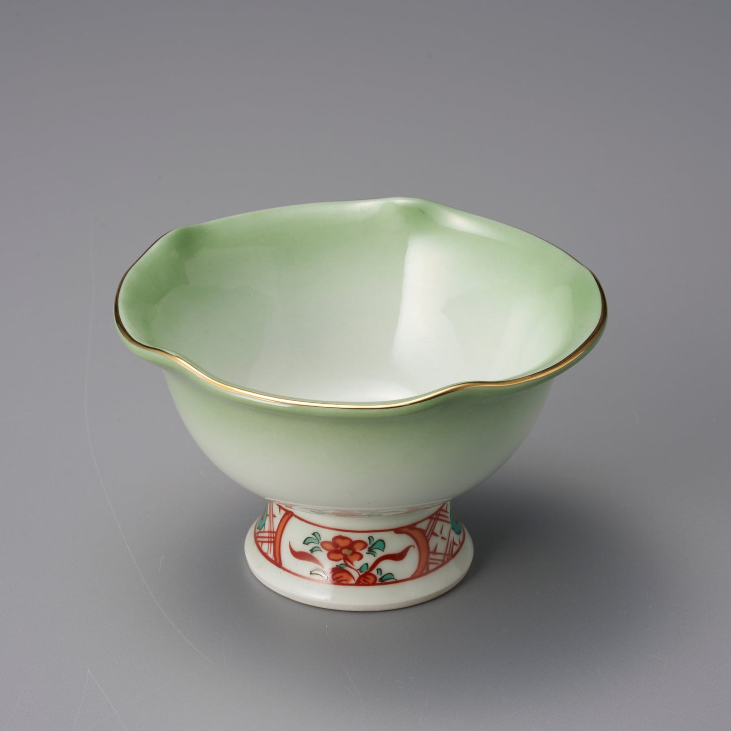 077-88　グリーンぼかし高台地紋五方ナブリ高台中付