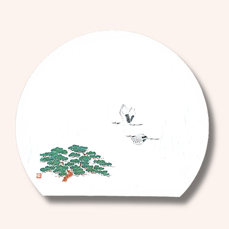 192-40002　半月尺3雲竜和紙マット　松に鶴 (婚礼用)