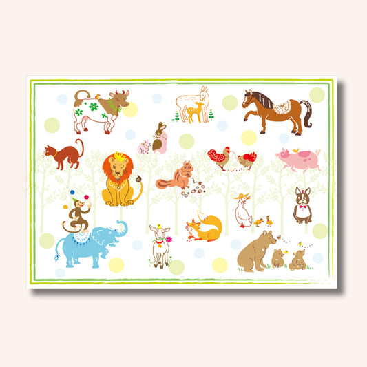 201-10066　38cm上質紙マット お子様マット 動物