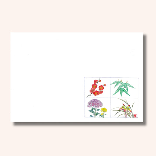 201-10084　38cm上質紙マット 四君子 (オールシーズン)