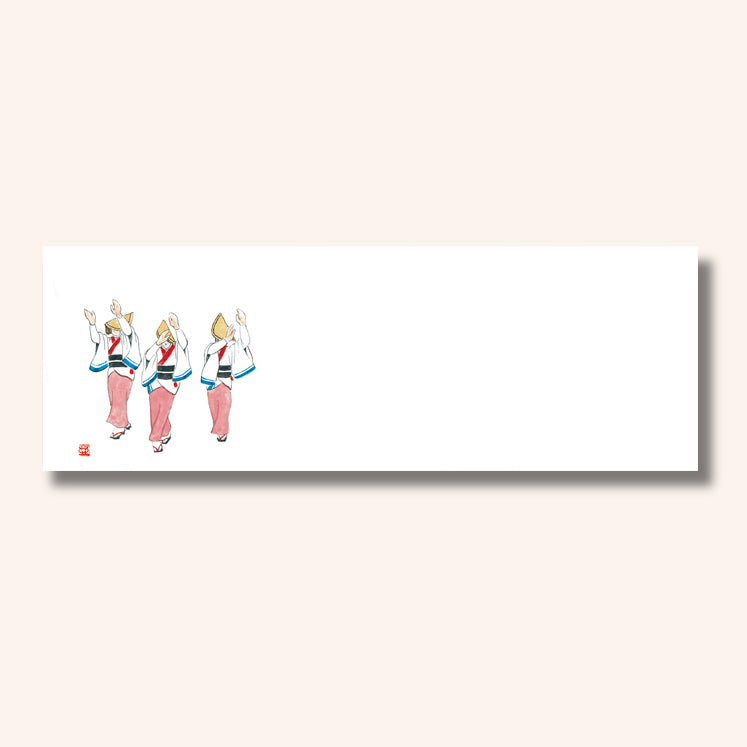 201-20145　上質紙13cm長角マット 阿波踊り (8月)