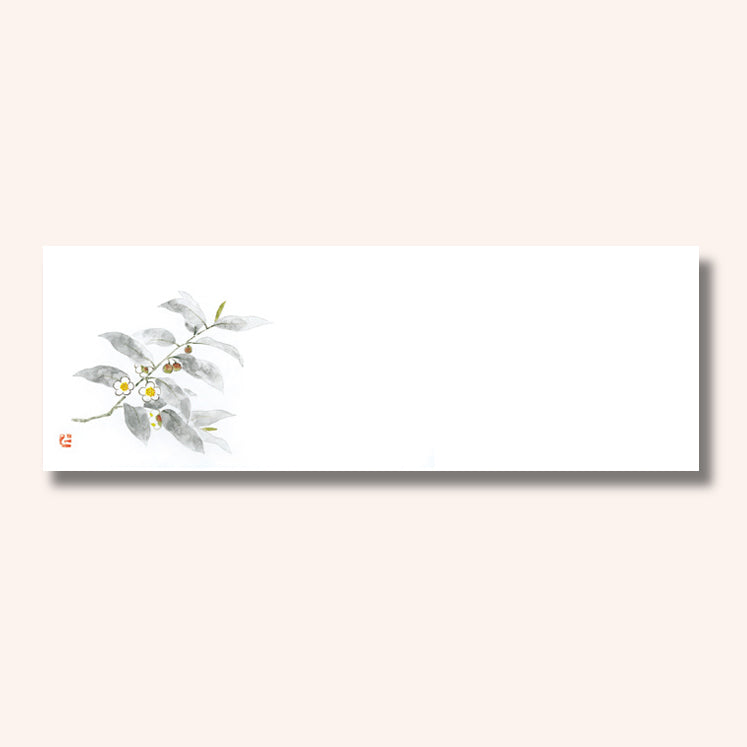201-20240　上質紙13cm長角マット 茶の花 (5月)