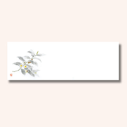 201-20240　上質紙13cm長角マット 茶の花 (5月)