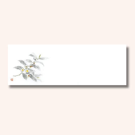 201-20240　上質紙13cm長角マット 茶の花 (5月)