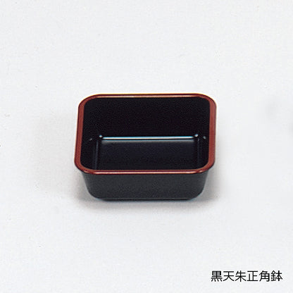 300-18621　花見松華堂<黒天朱正角鉢4つセット>