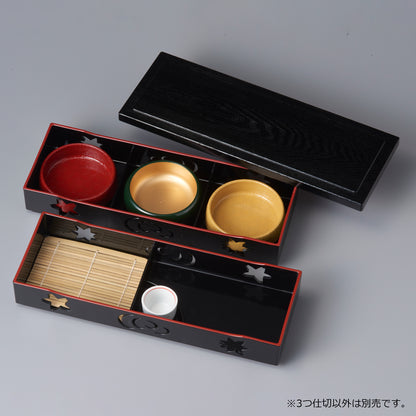 300-36321　花吹弁当　3つ仕切　黒天朱