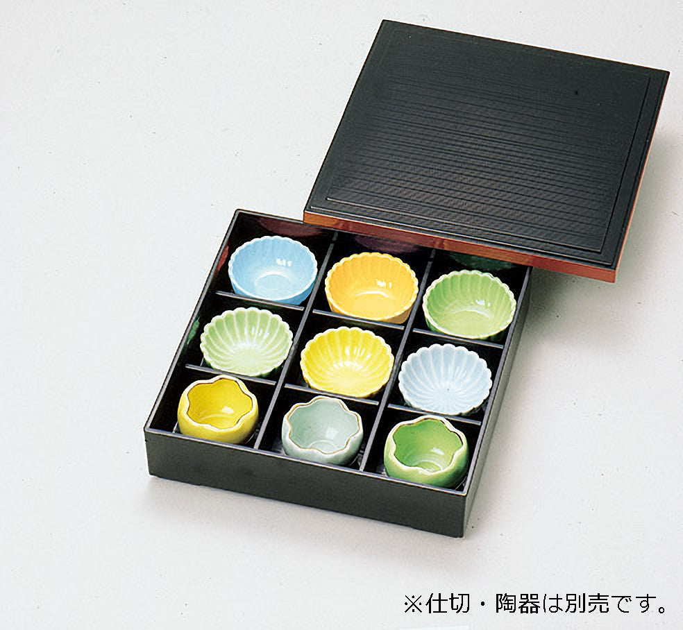 8.5寸荒筋松華堂<身・蓋>　黒渕朱