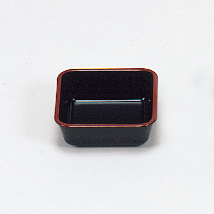 305-48111　A仕切正角鉢　黒天朱