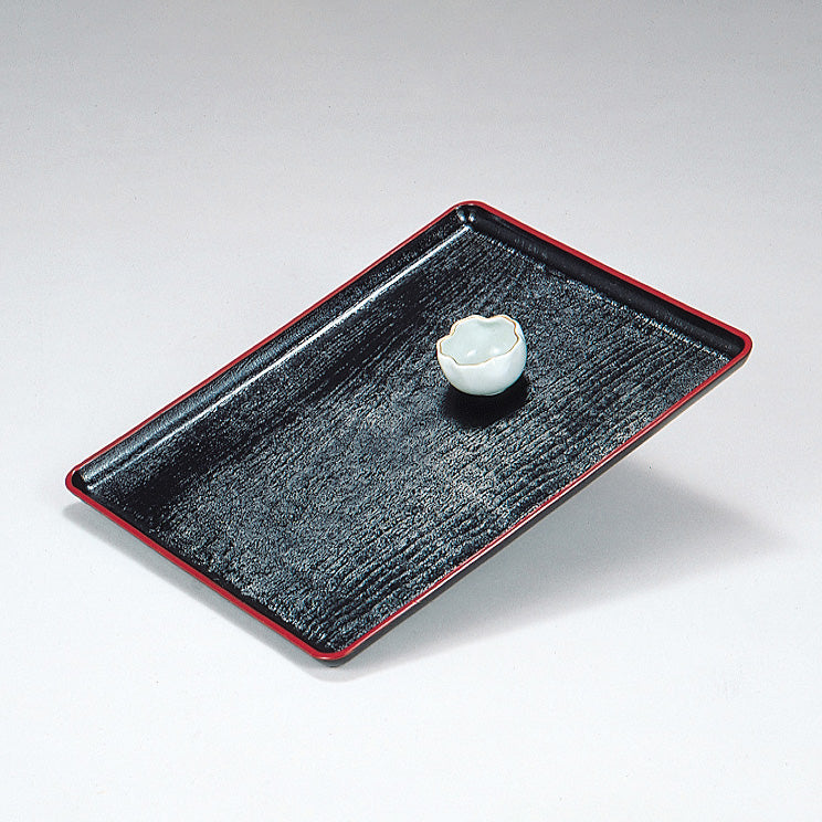 城南盆　黒天朱　ノンスリップ盆