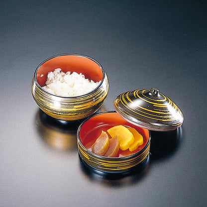 390-11201　小丼飯器2段　金かすり内朱