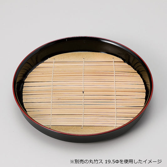 390-59011　丸ハケ目そば皿　総黒天朱