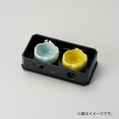 430-27011　6寸隅切角長流水 ツボツボ盛器　黒