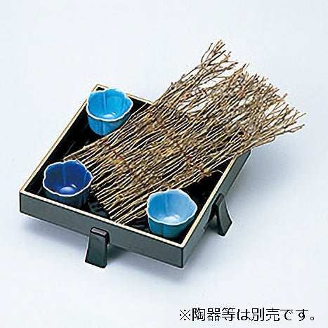 435-20211　正角足付盛器　黒天金