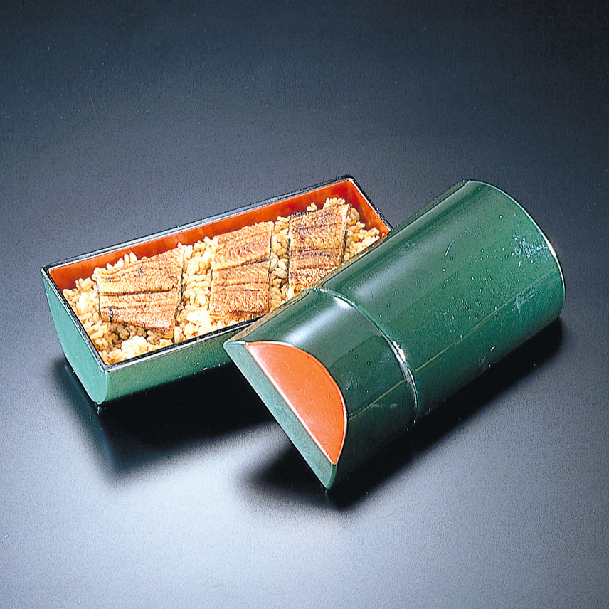 435-31111　竹弁当<身、蓋>　グリーン内朱