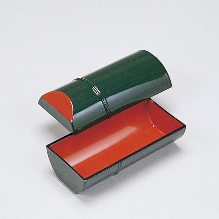 435-31111　竹弁当<身、蓋>　グリーン内朱