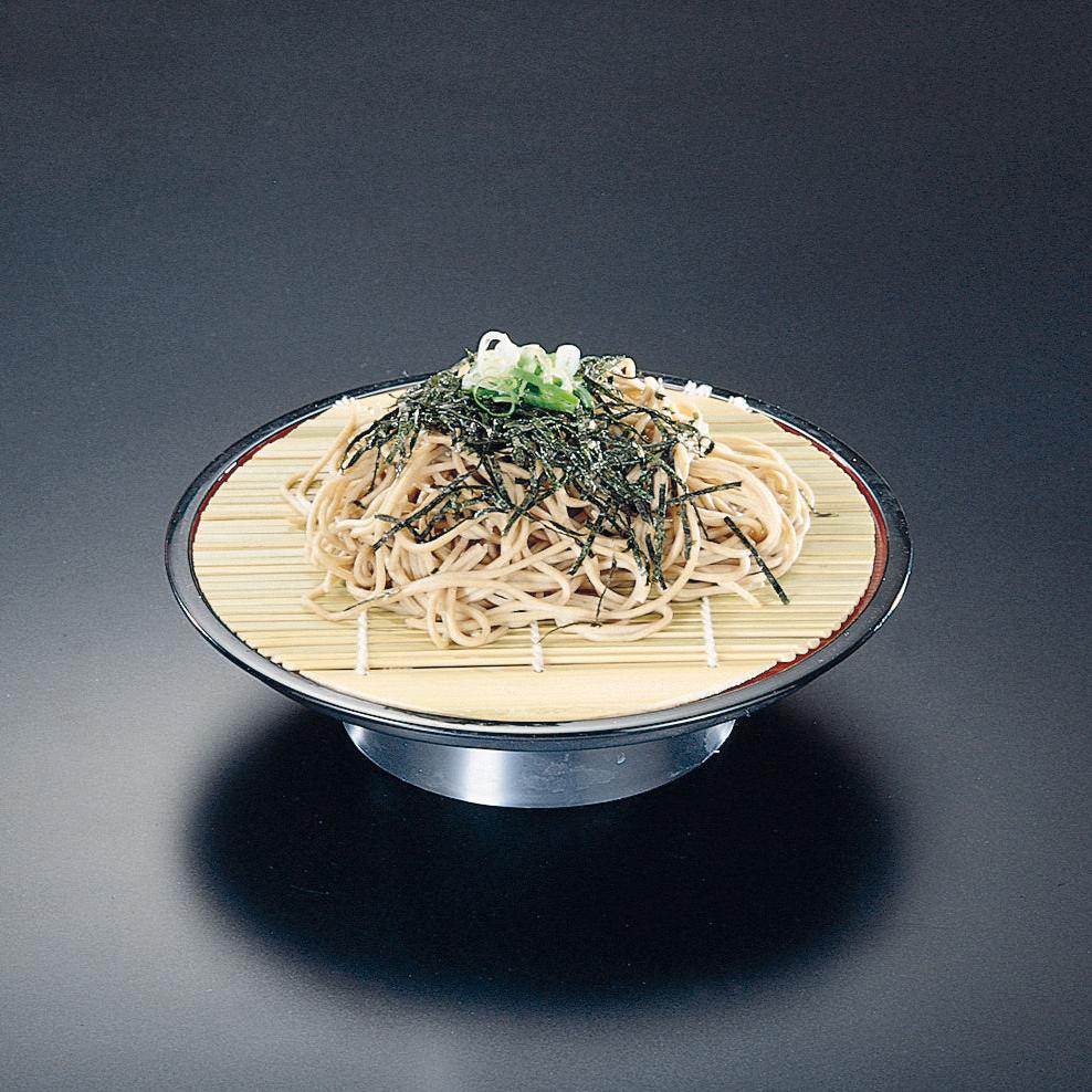 435-41211　丸高台皿　黒内朱