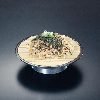 435-41211　丸高台皿　黒内朱