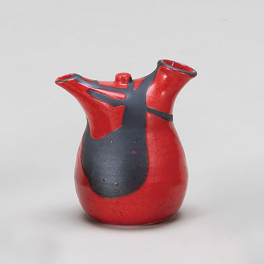 508-00011　古代朱黒流し袋型徳利