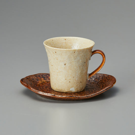 アメ釉コーヒー碗・受皿