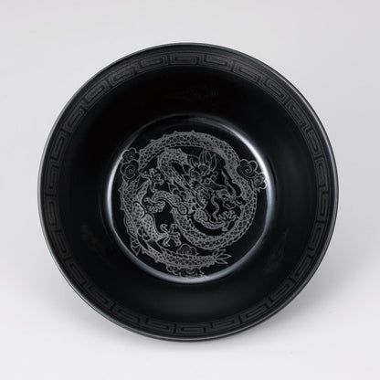 黒釉銀竜紋 浅高台丼