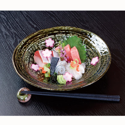 516-01004　錆織部8寸石目平鉢