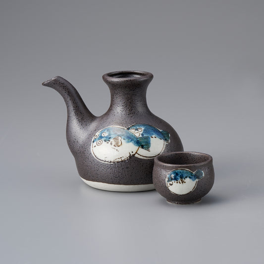 鉄砂ふぐ燗瓶・盃