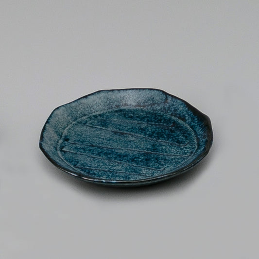 530-00047　波の華4.8皿　藍の雪