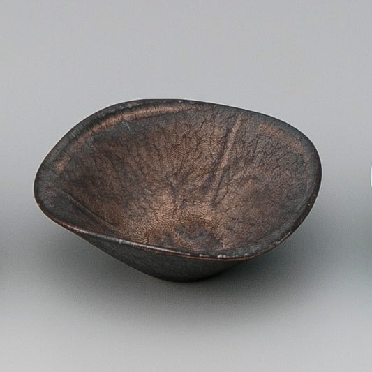 535-00087　金結晶市松彫三角3.8寸小鉢