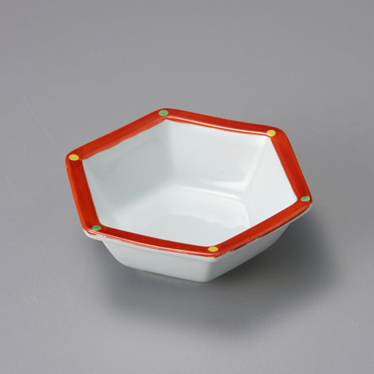 550-00043　赤点字六角鉢