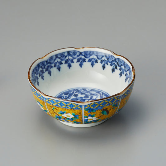 556-00001　黄花鳥4寸鉢