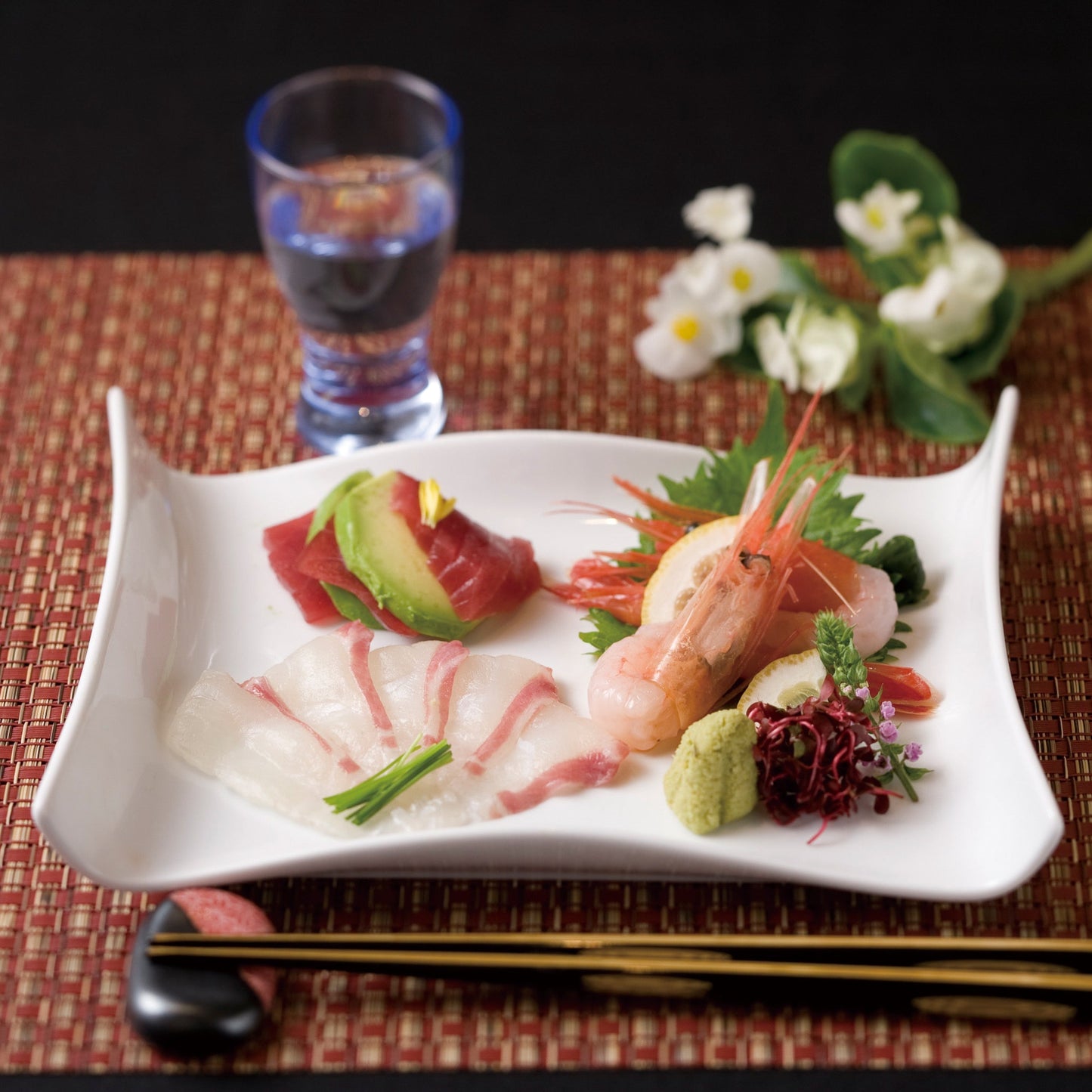 両上り長角皿　白