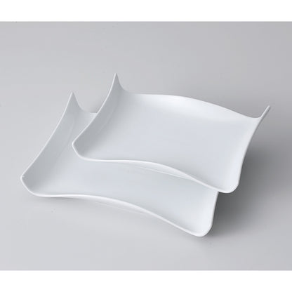 両上り長角皿　白