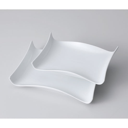 両上り長角皿　白