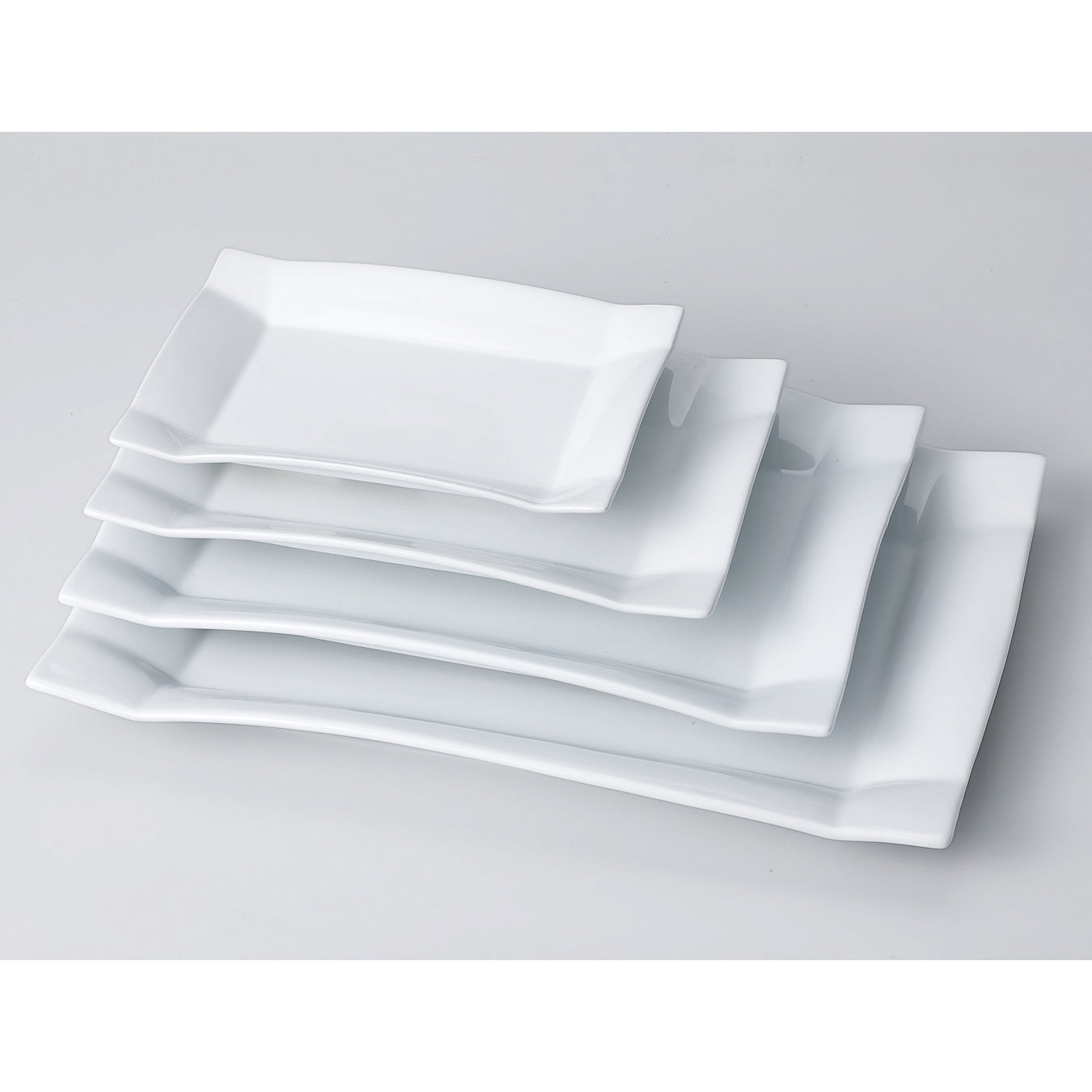 長角四ツ折プレート　白