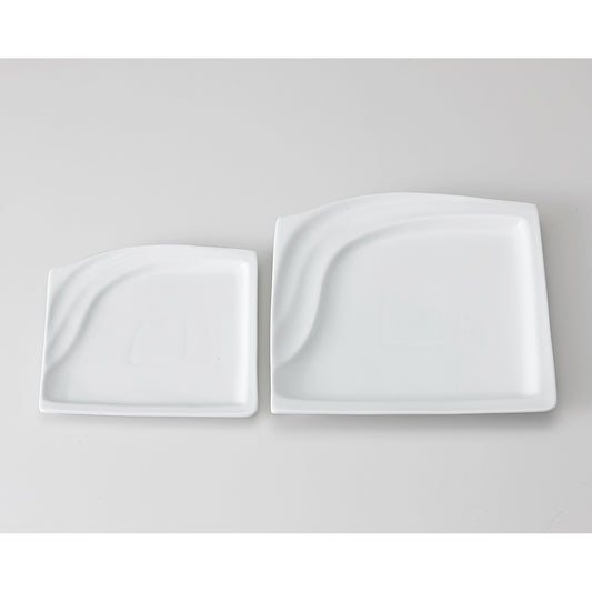 ウエーブリムスクエアプレート　白