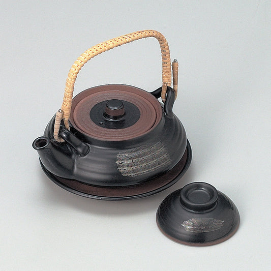 610-20004　黒天目平丸土瓶蒸