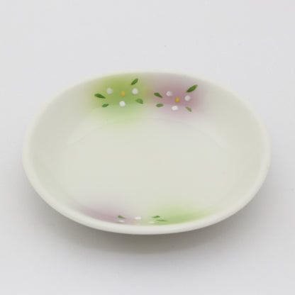 二色吹白花楕円むし碗
