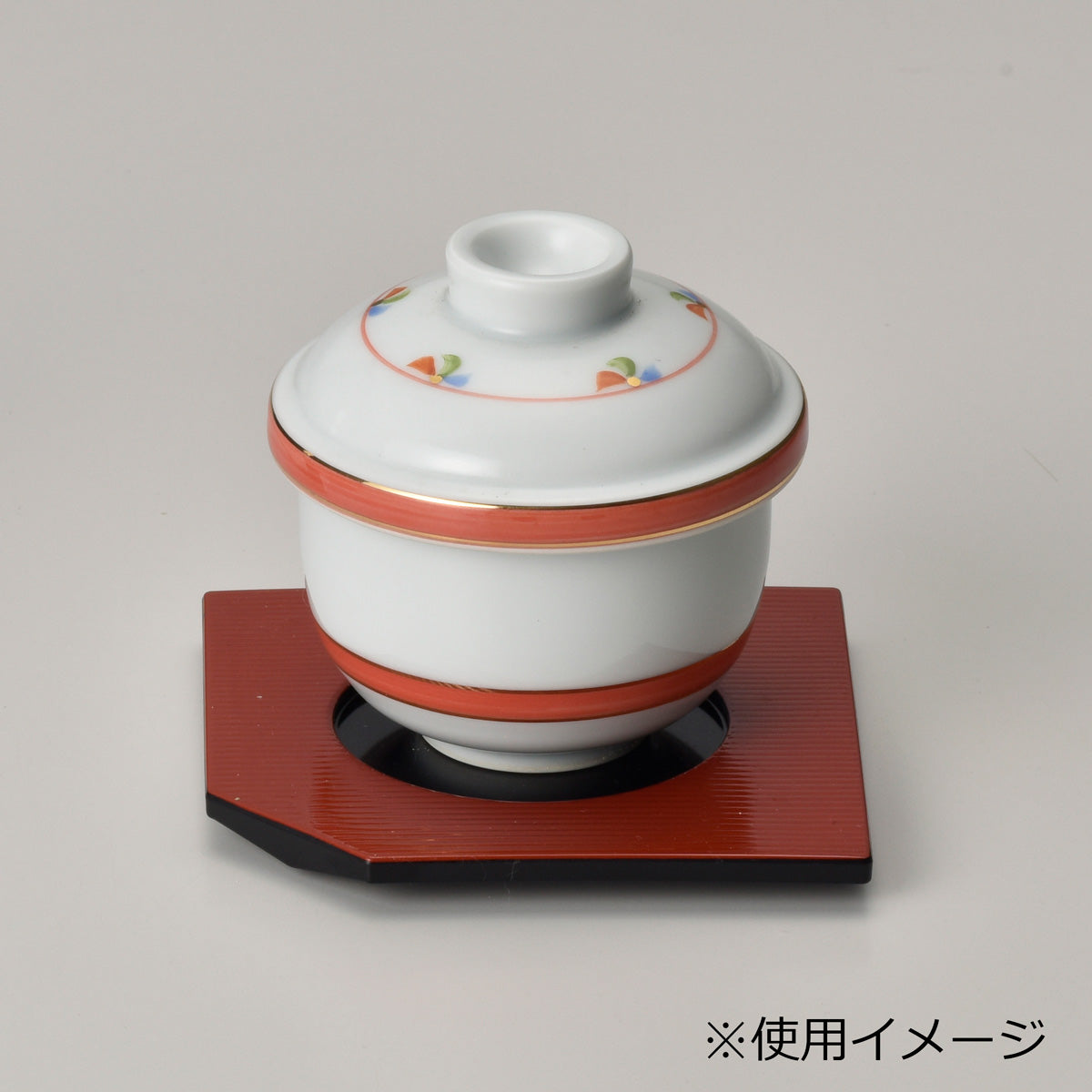 707-10418　赤巻木の葉むし碗