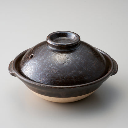 721-10233　茶5.5寸鍋釉中子付蒸鍋