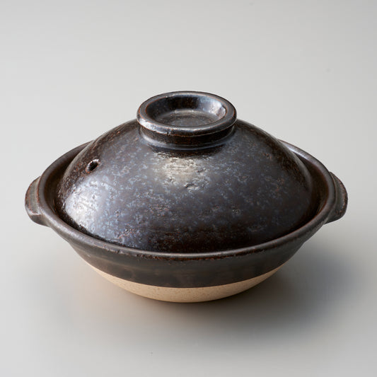 721-10233　茶5.5寸鍋釉中子付蒸鍋
